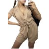 Overal letní krátký rukáv dámský (S/M ONE SIZE) ITALSKÁ MÓDA IMWB236490/DU (Velikost S/M/L, Barva béžová)