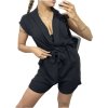 Overal letní krátký rukáv dámský (S/M ONE SIZE) ITALSKÁ MÓDA IMWB236490/DU (Velikost S/M/L, Barva béžová)