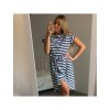 Šaty letní krátký rukáv proužek dámské (S/M ONE SIZE) ITALSKÁ MÓDA IMWD212376/DR (Velikost S/M/L, Barva bílá)