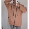 Mikina prodloužená s kapucí  na zip dlouhý rukáv dámské (L/XL ONE SIZE) ITALSKÁ MÓDA IMWT21270/DR (Velikost S/M/L, Barva hnědá světlá)