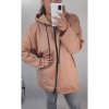 Mikina prodloužená s kapucí  na zip dlouhý rukáv dámské (L/XL ONE SIZE) ITALSKÁ MÓDA IMWT21270/DR (Velikost S/M/L, Barva hnědá světlá)