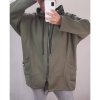 Mikina prodloužená s kapucí  na zip dlouhý rukáv dámské (L/XL ONE SIZE) ITALSKÁ MÓDA IMWT21270/DR (Velikost S/M/L, Barva hnědá světlá)