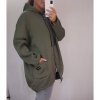 Mikina prodloužená s kapucí  na zip dlouhý rukáv dámské (L/XL ONE SIZE) ITALSKÁ MÓDA IMWT21270/DR (Velikost S/M/L, Barva hnědá světlá)