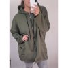 Mikina prodloužená s kapucí  na zip dlouhý rukáv dámské (L/XL ONE SIZE) ITALSKÁ MÓDA IMWT21270/DR (Velikost S/M/L, Barva hnědá světlá)