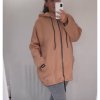 Mikina prodloužená s kapucí  na zip dlouhý rukáv dámské (L/XL ONE SIZE) ITALSKÁ MÓDA IMWT21270/DR (Velikost S/M/L, Barva hnědá světlá)