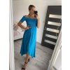 Šaty letní žabičkované dlouhé carmen dámské (S/M ONE SIZE) ITALSKÁ MÓDA IMWB215979/DR (Velikost S/M/L, Barva tyrkysová)