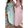 Šaty letní žabičkované dlouhé carmen dámské (S/M ONE SIZE) ITALSKÁ MÓDA IMWB215979/DR (Velikost S/M/L, Barva tyrkysová)