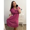 Šaty letní šifonové krátký rukáv dámská nadrozměr (XL/2XL ONE SIZE) ITALSKÁ MÓDA IMWGM231414/DUR (Velikost XL/2XL, Barva béžová)