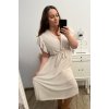 Šaty letní šifonové krátký rukáv dámská nadrozměr (XL/2XL ONE SIZE) ITALSKÁ MÓDA IMWGM231414/DUR (Velikost XL/2XL, Barva béžová)