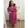 Šaty letní šifonové krátký rukáv dámská nadrozměr (XL/2XL ONE SIZE) ITALSKÁ MÓDA IMWGM231414/DUR (Velikost XL/2XL, Barva béžová)