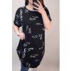 Tunika oversize krátký rukáv dámské (XL/2XL ONE SIZE) ITALSKÁ MÓDA IM422361/DR (Velikost XL/2XL, Barva Černá)