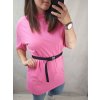 Tričko krátký rukáv s páskem OVERSIZE dámské (XL/2XL ONE SIZE) ITALSKÁ MÓDA IMP21114