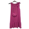 Šaty letní s kabelkou bez rukávu dámské (L/XL ONE SIZE) ITALSKá MóDA IM422680/DR (Velikost S/M/L, Barva červená)