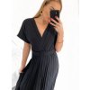 Šaty dlouhé elegantní s páskem krátký rukáv dámské (S/M ONE SIZE) ITALSKÁ MÓDA IMWGB2314647/DU (Velikost S/M/L, Barva béžová)
