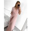 Šaty dlouhé elegantní s páskem krátký rukáv dámské (S/M ONE SIZE) ITALSKÁ MÓDA IMWGB2314647/DU (Velikost S/M/L, Barva béžová)