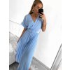 Šaty dlouhé elegantní s páskem krátký rukáv dámské (S/M ONE SIZE) ITALSKÁ MÓDA IMWGB2314647/DU (Velikost S/M/L, Barva béžová)