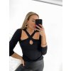 Tričko řádkové dlouhý rukáv dámské (S/M ONE SIZE) ITALSKÁ MÓDA IMWK22EB23047/DU (Velikost S/M/L, Barva bílá)