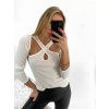 Tričko řádkové dlouhý rukáv dámské (S/M ONE SIZE) ITALSKÁ MÓDA IMWK22EB23047/DU (Velikost S/M/L, Barva bílá)