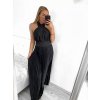 Šaty dlouhé elegantní skládané bez rukávu dámské (S/M ONE SIZE) ITALSKÁ MÓDA IMPGM2322112/DU (Velikost S/M/L, Barva Černá)