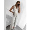 Overal dlouhý elegantní bez rukávu dámský (S/M ONE SIZE) ITALSKÁ MÓDA IMWK2323667/DU (Velikost S/M/L, Barva béžová)