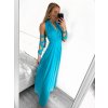 Šaty variabilní vázání dlouhé elegantní společenské dámské (S/M/L/XL ONE SIZE) ITALSKÁ MÓDA IMPBB23A11791/DU (Velikost L/XL, Barva modrá azurová)