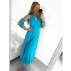 Šaty variabilní vázání dlouhé elegantní společenské dámské (S/M/L/XL ONE SIZE) ITALSKÁ MÓDA IMPBB23A11791/DU (Velikost L/XL, Barva modrá azurová)