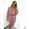 Šaty košilové s páskem dlouhý rukáv dámské (S/M ONE SIZE) ITALSKá MóDA IM423150/DU (Velikost S/M/L, Barva Černá)