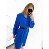 Šaty košilové s páskem dlouhý rukáv dámské (S/M ONE SIZE) ITALSKá MóDA IM423150/DU (Velikost S/M/L, Barva Černá)
