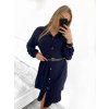 Šaty košilové s páskem dlouhý rukáv dámské (S/M ONE SIZE) ITALSKá MóDA IM423150/DU (Velikost S/M/L, Barva Černá)
