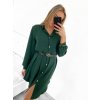 Šaty košilové s páskem dlouhý rukáv dámské (S/M ONE SIZE) ITALSKá MóDA IM423150/DU (Velikost S/M/L, Barva Černá)