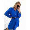Šaty košilové s páskem dlouhý rukáv dámské (S/M ONE SIZE) ITALSKá MóDA IM423150/DU (Velikost S/M/L, Barva Černá)