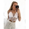 Top croptop krajkový na ramínka dámský (S/M ONE SIZE) ITALSKÁ MÓDA IMPMD233045/DU (Velikost S/M/L, Barva bílá)