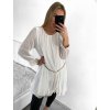 Šaty letní šifonové s páskem dlouhý rukáv dámské (S/M ONE SIZE) ITALSKÁ MÓDA IMW2330281/DU (Velikost S/M/L, Barva bílá)