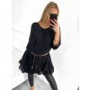 Šaty letní šifonové s páskem dlouhý rukáv dámské (S/M ONE SIZE) ITALSKÁ MÓDA IMW2330281/DU