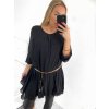 Šaty letní šifonové s páskem dlouhý rukáv dámské (S/M ONE SIZE) ITALSKÁ MÓDA IMW2330281/DU