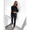 Souprava legíny a mikina na zip dámská (S/M ONE SIZE) ITALSKÁ MÓDA IMWB23090/01/DU (Velikost S/M/L, Barva Černá)
