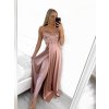 Šaty společenské dlouhé na ramínka  saténové dámské (S/M ONE SIZE) ITALSKÁ MÓDA IMPBB23B23505/DU (Velikost S/M/L, Barva Černá)