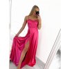 Šaty společenské dlouhé na ramínka  saténové dámské (S/M ONE SIZE) ITALSKÁ MÓDA IMPBB23B23505/DU (Velikost S/M/L, Barva Černá)
