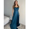 Šaty společenské dlouhé na ramínka  saténové dámské (S/M ONE SIZE) ITALSKÁ MÓDA IMPBB23B23505/DU (Velikost S/M/L, Barva Černá)