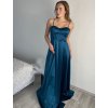 Šaty společenské dlouhé na ramínka  saténové dámské (S/M ONE SIZE) ITALSKÁ MÓDA IMPBB23B23505/DU (Velikost S/M/L, Barva Černá)