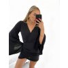 Šaty elegantní mini dlouhý rukáv dámské (S/M ONE SIZE) ITALSKÁ MÓDA IMPBB2323553/DU (Velikost S/M/L, Barva béžová)