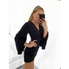 Šaty elegantní mini dlouhý rukáv dámské (S/M ONE SIZE) ITALSKÁ MÓDA IMPBB2323553/DU (Velikost S/M/L, Barva béžová)
