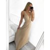 Šaty dlouhé elegantní skládané na ramínka dámské (S/M ONE SIZE) ITALSKÁ MÓDA IMPMD233570a/DR (Velikost S/M/L, Barva béžová)