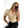 Body elegantní krátký rukáv dámské (S/M ONE SIZE) ITALSKÁ MÓDA IMWY23092/DU (Velikost S/M/L, Barva béžová)
