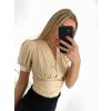 Body elegantní krátký rukáv dámské (S/M ONE SIZE) ITALSKÁ MÓDA IMWY23092/DU (Velikost S/M/L, Barva béžová)