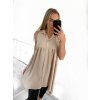 Šaty letní košilové bez rukávu dámské (S/M ONE SIZE) ITALSKÁ MÓDA IMWB23299/DR (Velikost S/M/L, Barva béžová)