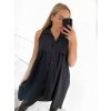 Šaty letní košilové bez rukávu dámské (S/M ONE SIZE) ITALSKÁ MÓDA IMWB23299/DR (Velikost S/M/L, Barva béžová)