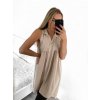 Šaty letní košilové bez rukávu dámské (S/M ONE SIZE) ITALSKÁ MÓDA IMWB23299/DR (Velikost S/M/L, Barva béžová)