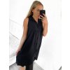 Šaty letní košilové bez rukávu dámské (S/M ONE SIZE) ITALSKÁ MÓDA IMWB23299/DR (Velikost S/M/L, Barva béžová)