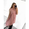 Šaty letní košilové bez rukávu dámské (S/M ONE SIZE) ITALSKÁ MÓDA IMWB23299/DR (Velikost S/M/L, Barva béžová)